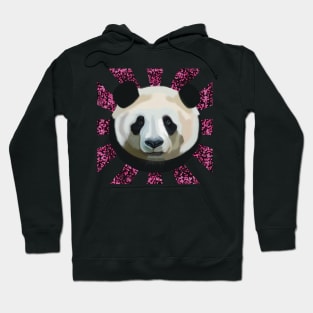 Striking Panda bear on Pink Random Spotted patterned sun rays Hoodie